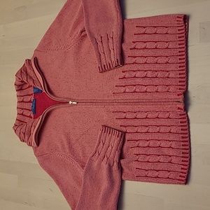 EUC VTG Karen Scott Pink Cable Knit Sweater Zip Up Link Cardigan